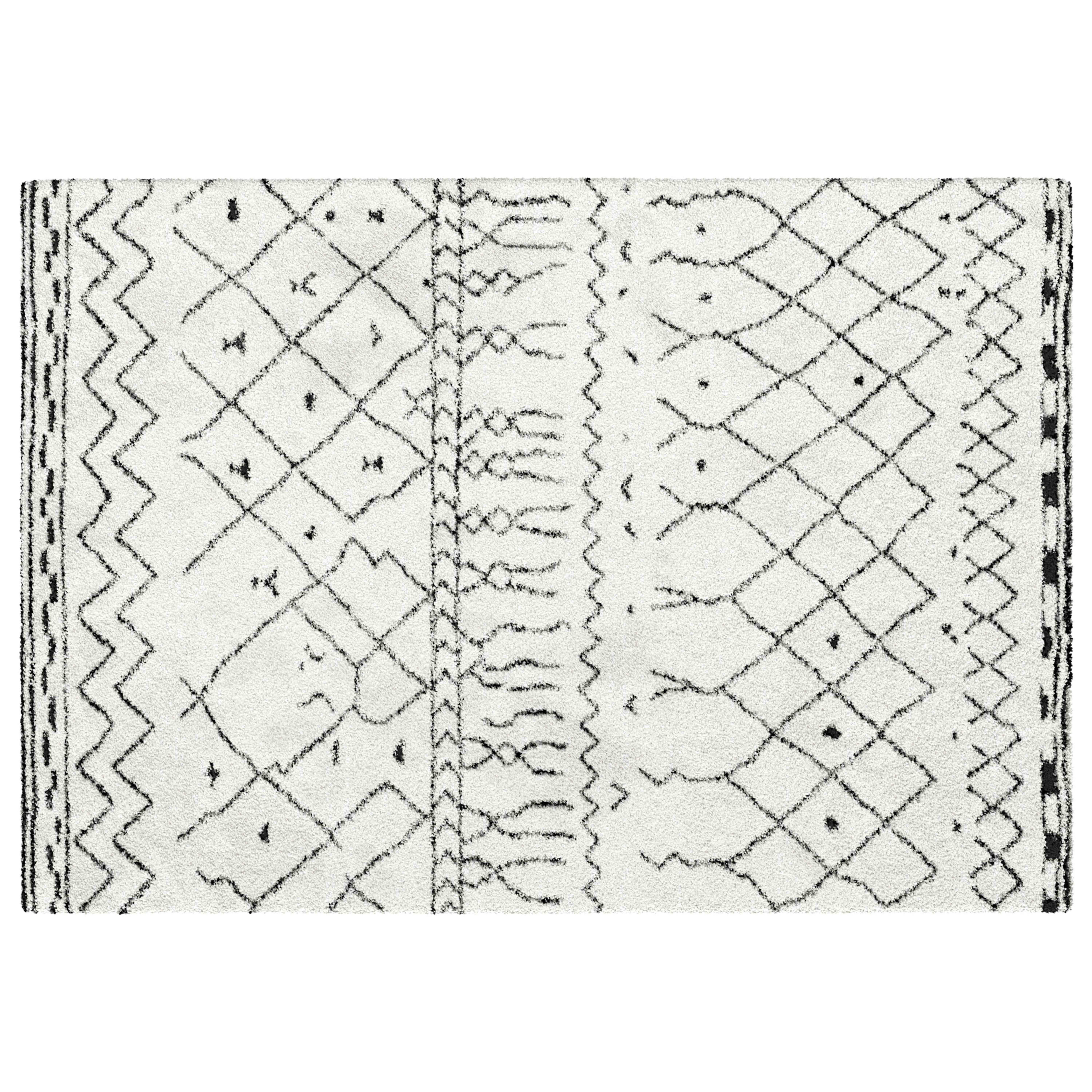YETI - Tapis blanc à poils longs en polypropylène 120 x 170 cm
