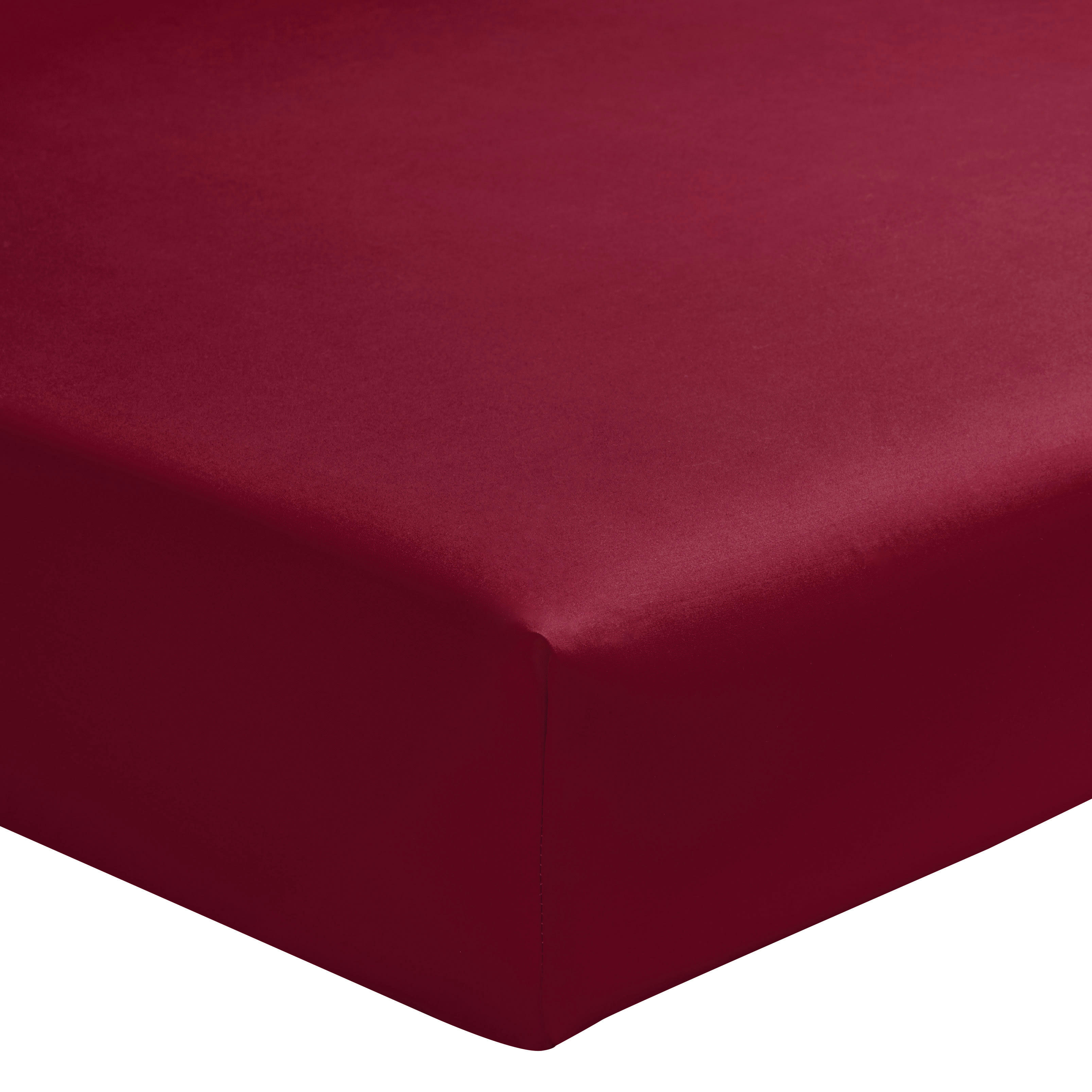 ROYAL LINE - Drap housse uni en percale de coton rouge 90x220