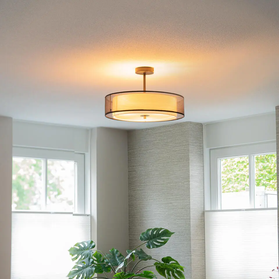 Qazqa plafondlamp drum-neutron zwart e27