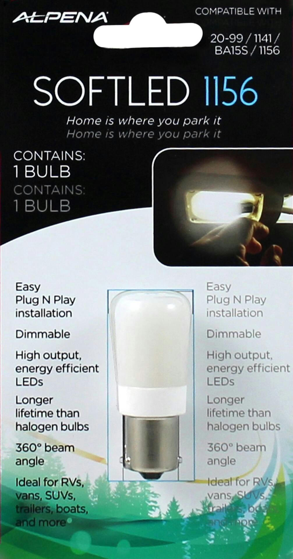 Alpena 12-24V Soft LED 1156 Frosted Bulb, 1-pc