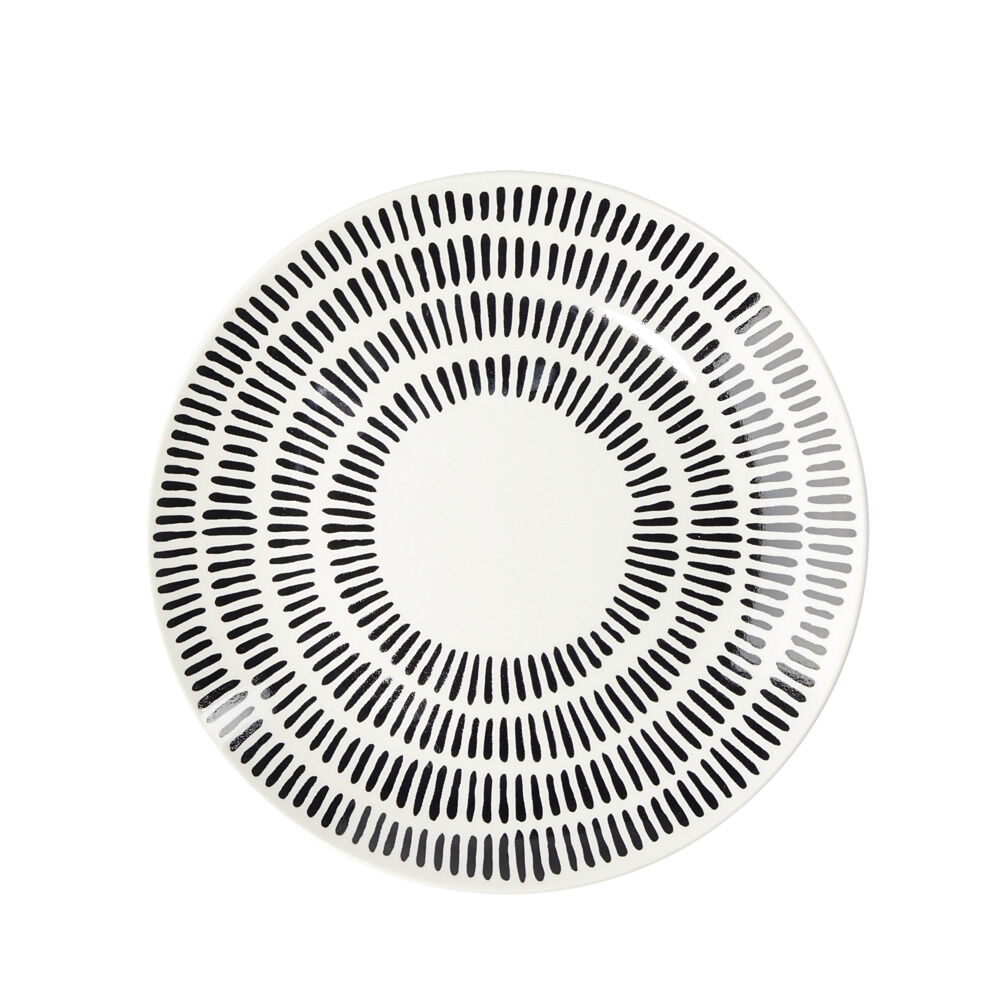 Assiette à dessert Dakar en porcelaine blanc et noir Ø19cm