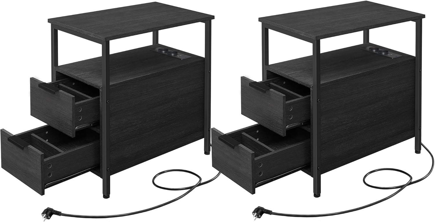 VASAGLE Table d’Appoint avec Multiprise