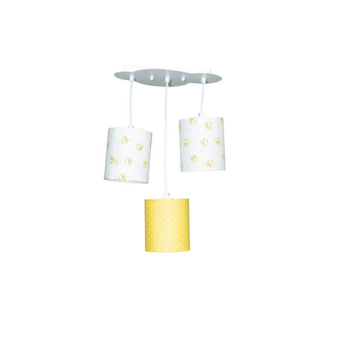 PLUCHE ET POMPON - Suspension lumineuse en coton blanc