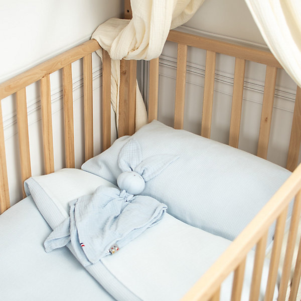 Housse de couette réversible gaze de coton &nid d'abeille