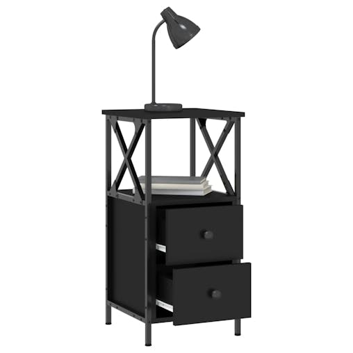 NNEVL Bedside Cabinets 2 pcs Black 34x35.5x70 cm Engineered Wood