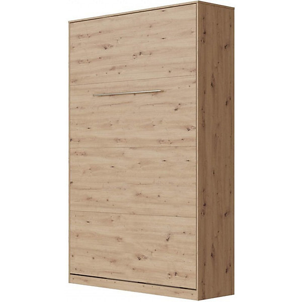 Lit escamotable  2 Placards Vertical 90x200 (50x2)cm Miroir Supérieur Chêne Sauvage-Chêne Sauvage