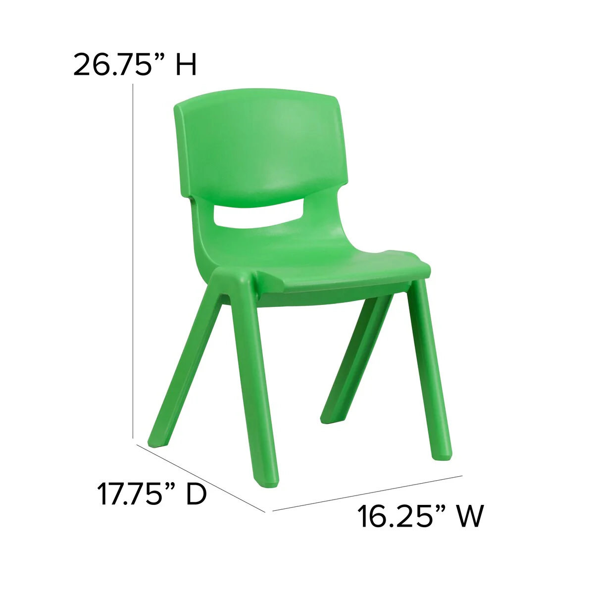 4 Pack Plastic Stack School Chair with 15.5H Seat, 3rd-7th School Chair