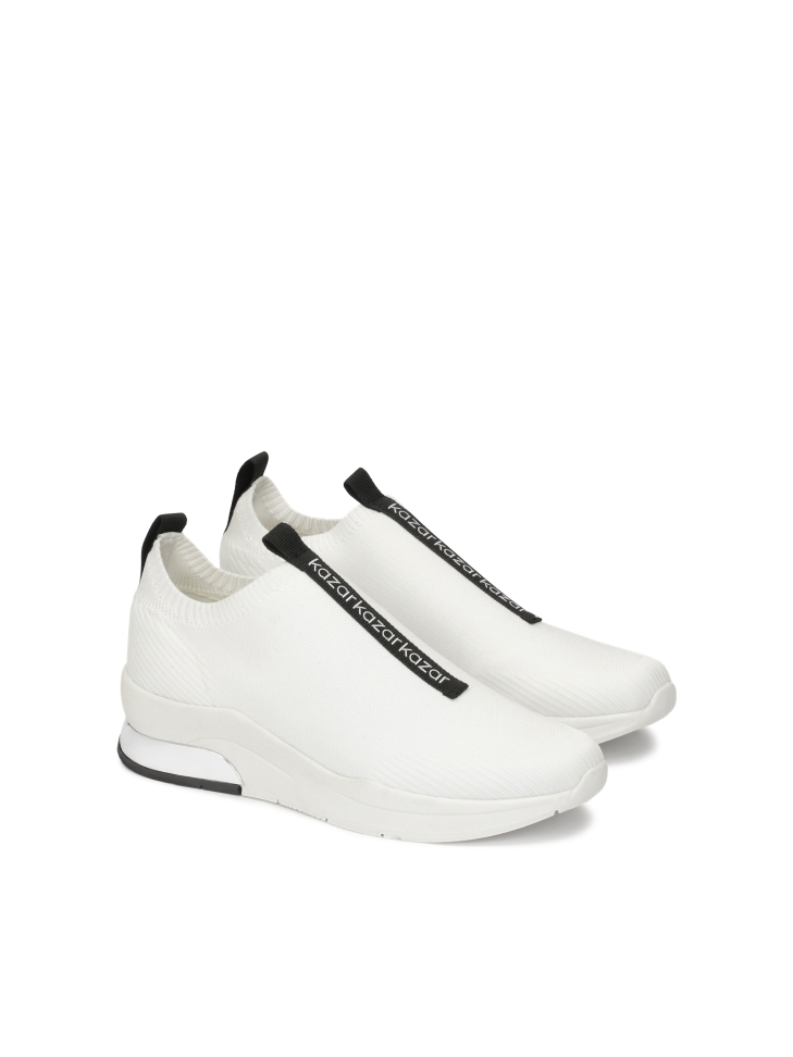 White slip-on sneakers in fabric
