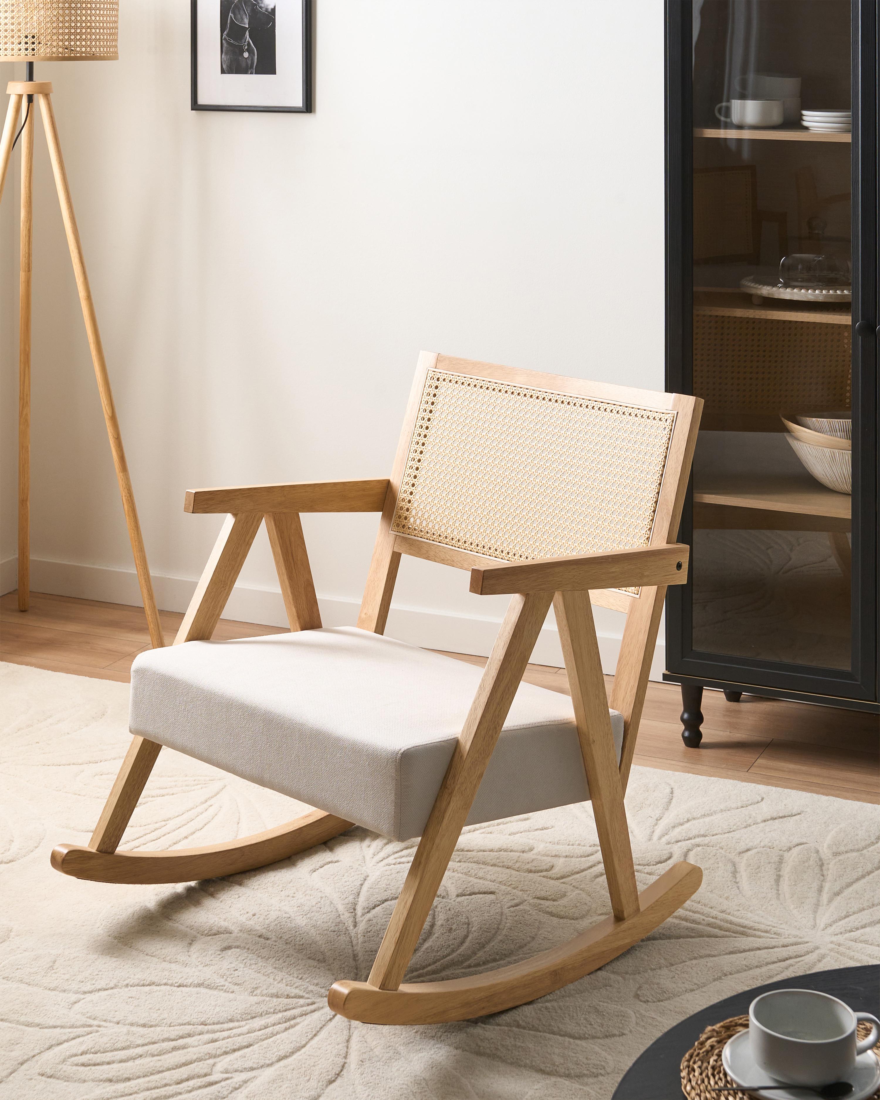 Rocking Chair RYA Wood Light Brown/ Light Beige