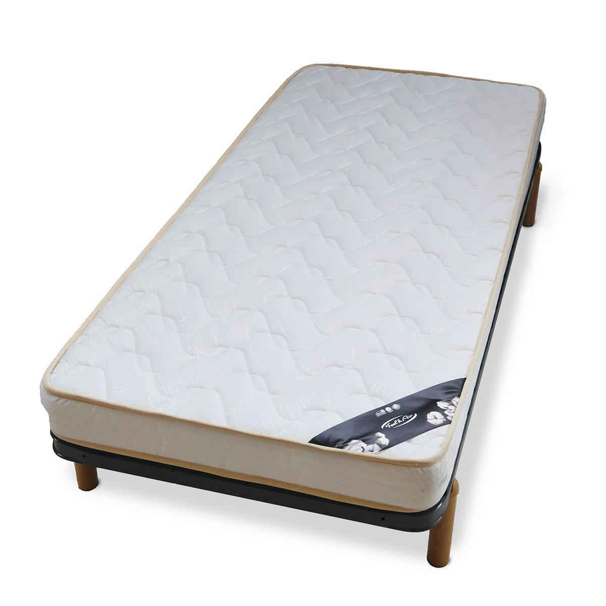 MIRA - Pack sommier avec pieds et matelas 90x200 cm metal gris