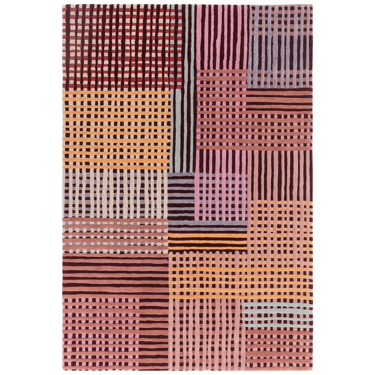 FACET - Tapis de salon en Laine Rose rouge 120x170 cm