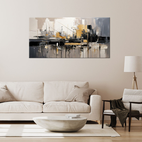 Feeby Obraz, Miasto Abstrakcja Złoty 80x40