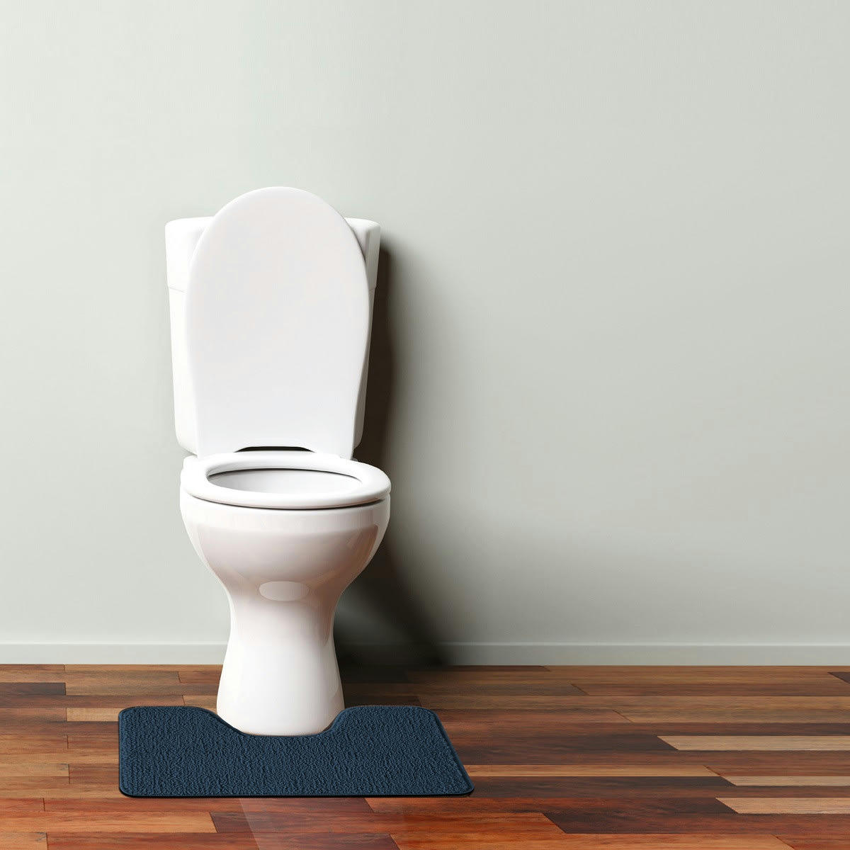 POLYNESIE - Tapis de toilette en polyester uni marine 50x40cm