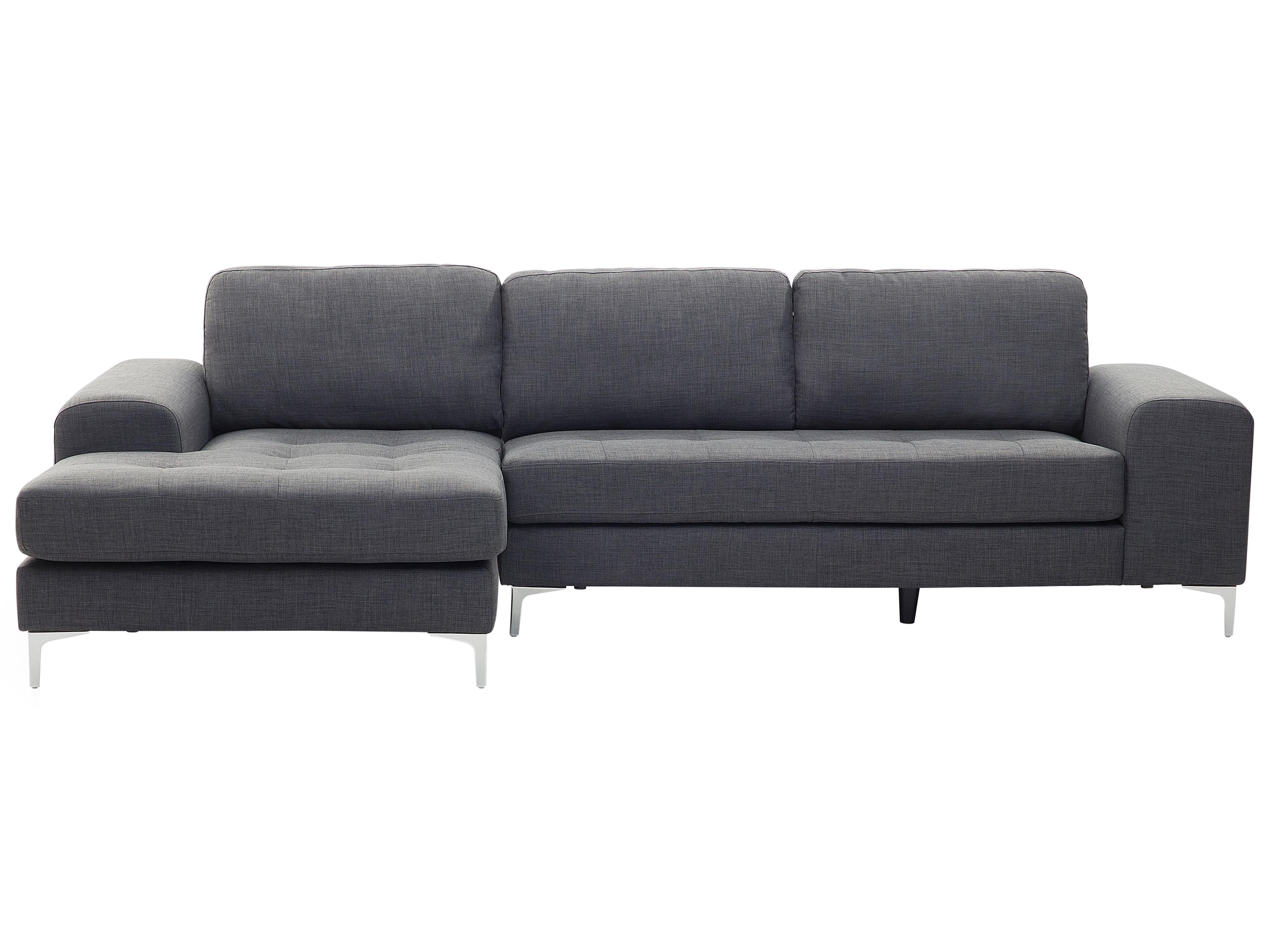 Corner Sofa 4 Seater KIRUNA Fabric Dark Grey Right Hand