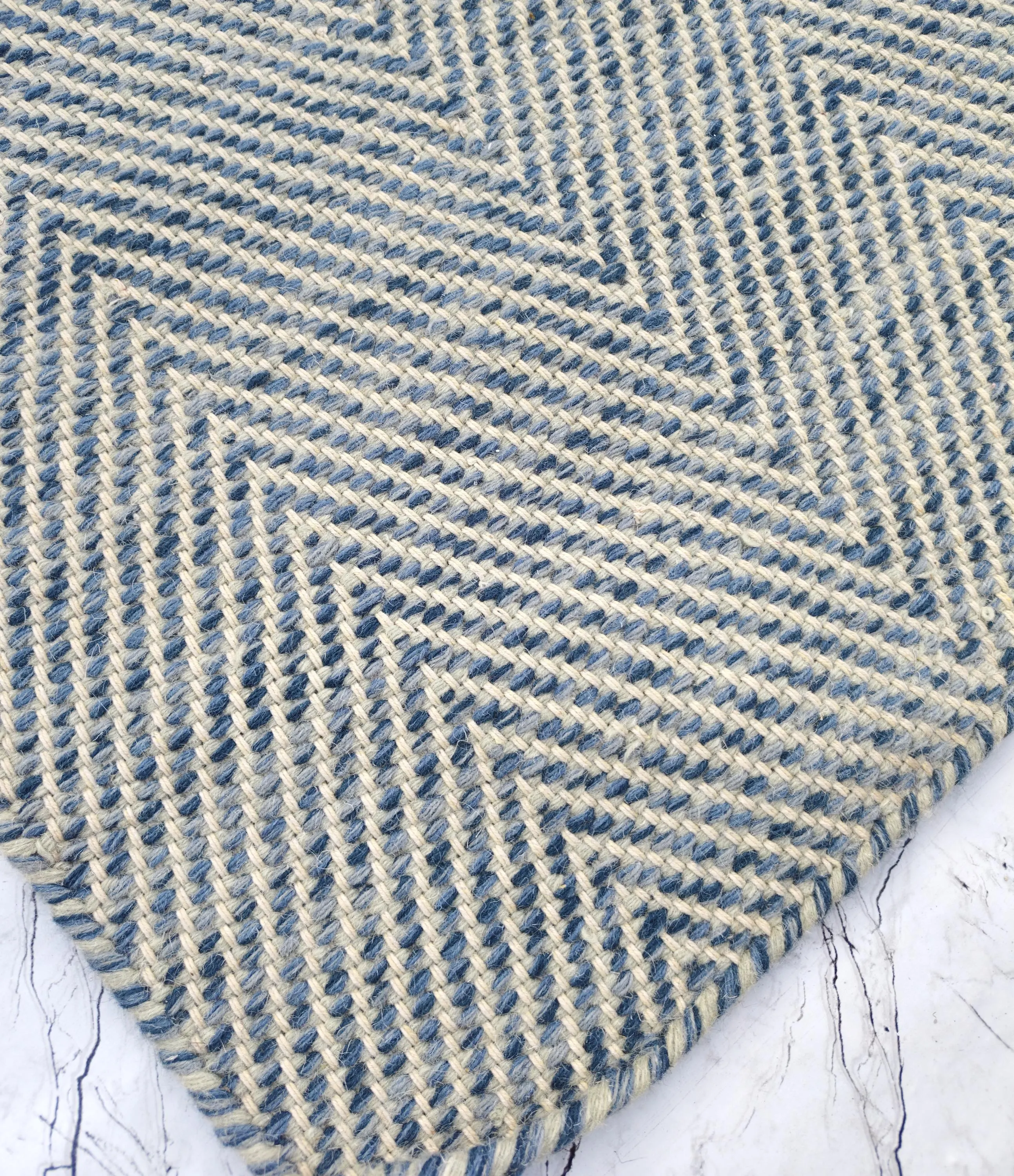 Handwoven Wool Chevron Rug: Textured Flatweave Carpet, Coastal Bohemian Home Decor