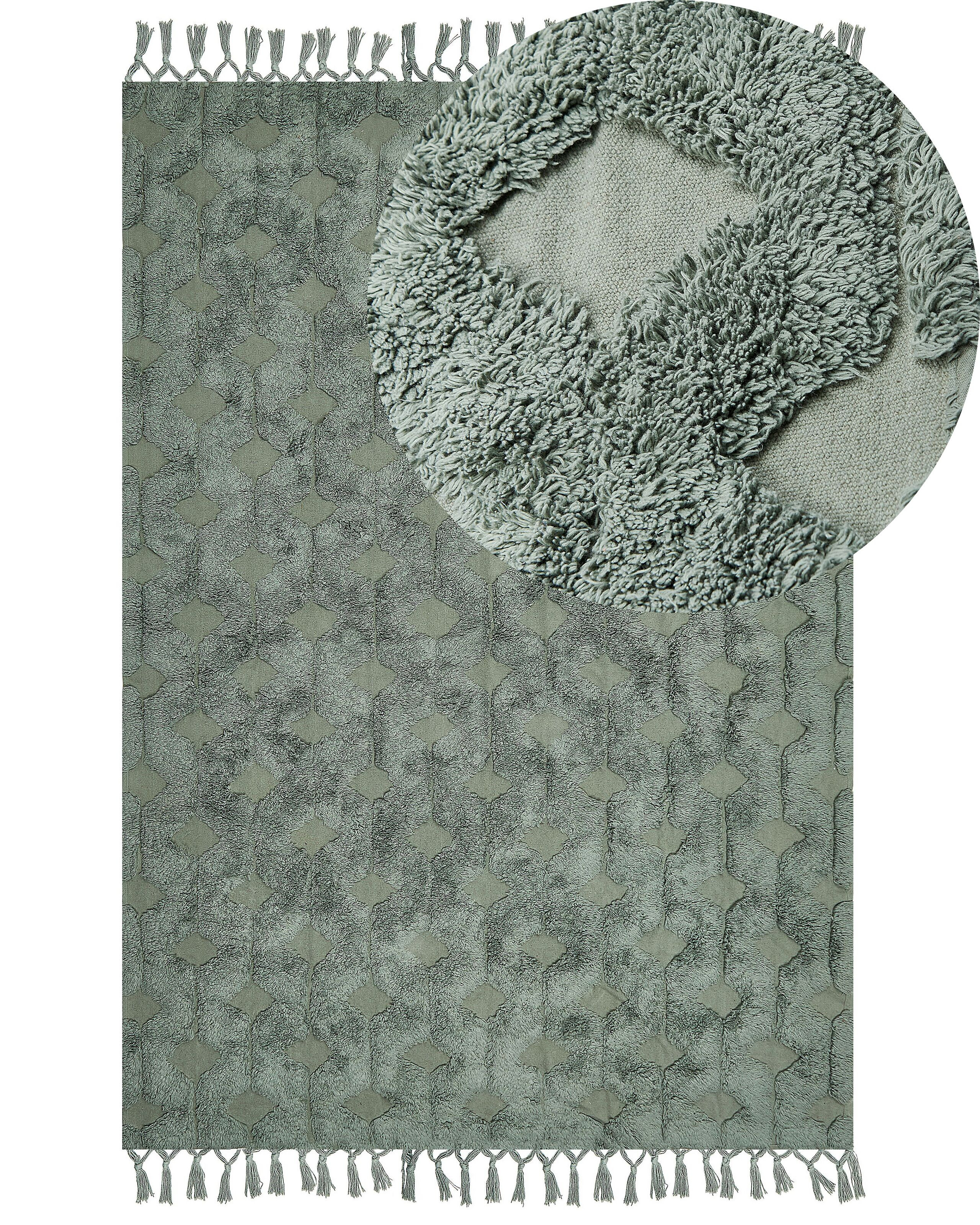 Dywan boho frędzle 160x230 cm zielony