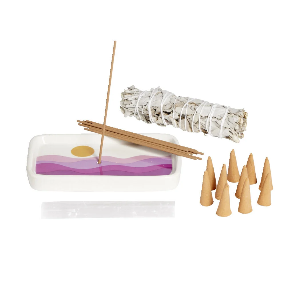 Coffret méditation kit encens/sauge/sélénite