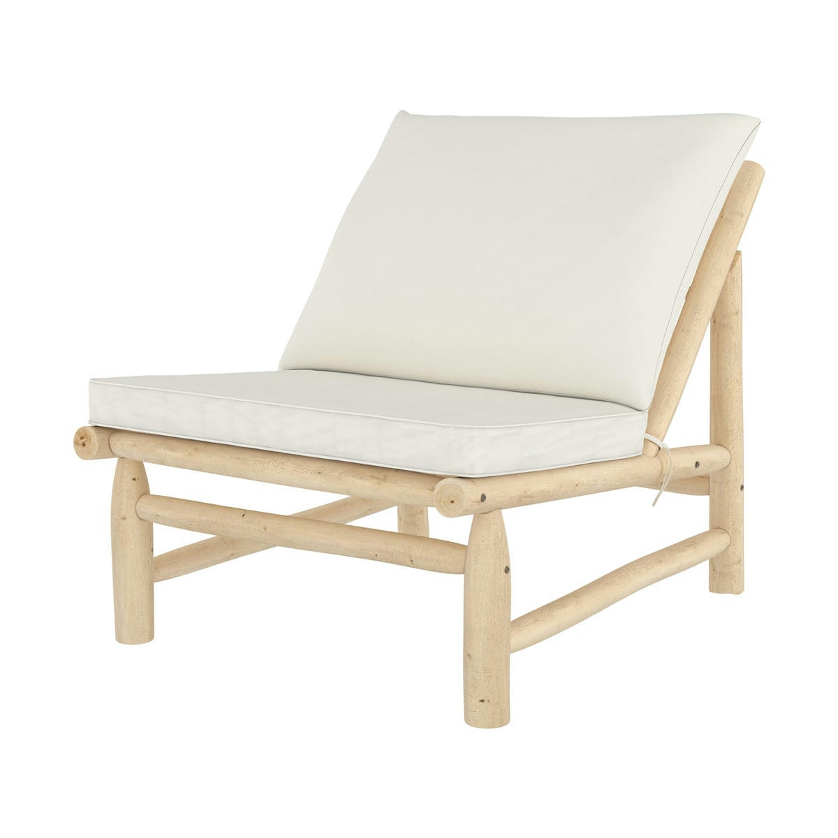 MAKAM - Fauteuil de jardin en teck et coussins blanc cassé