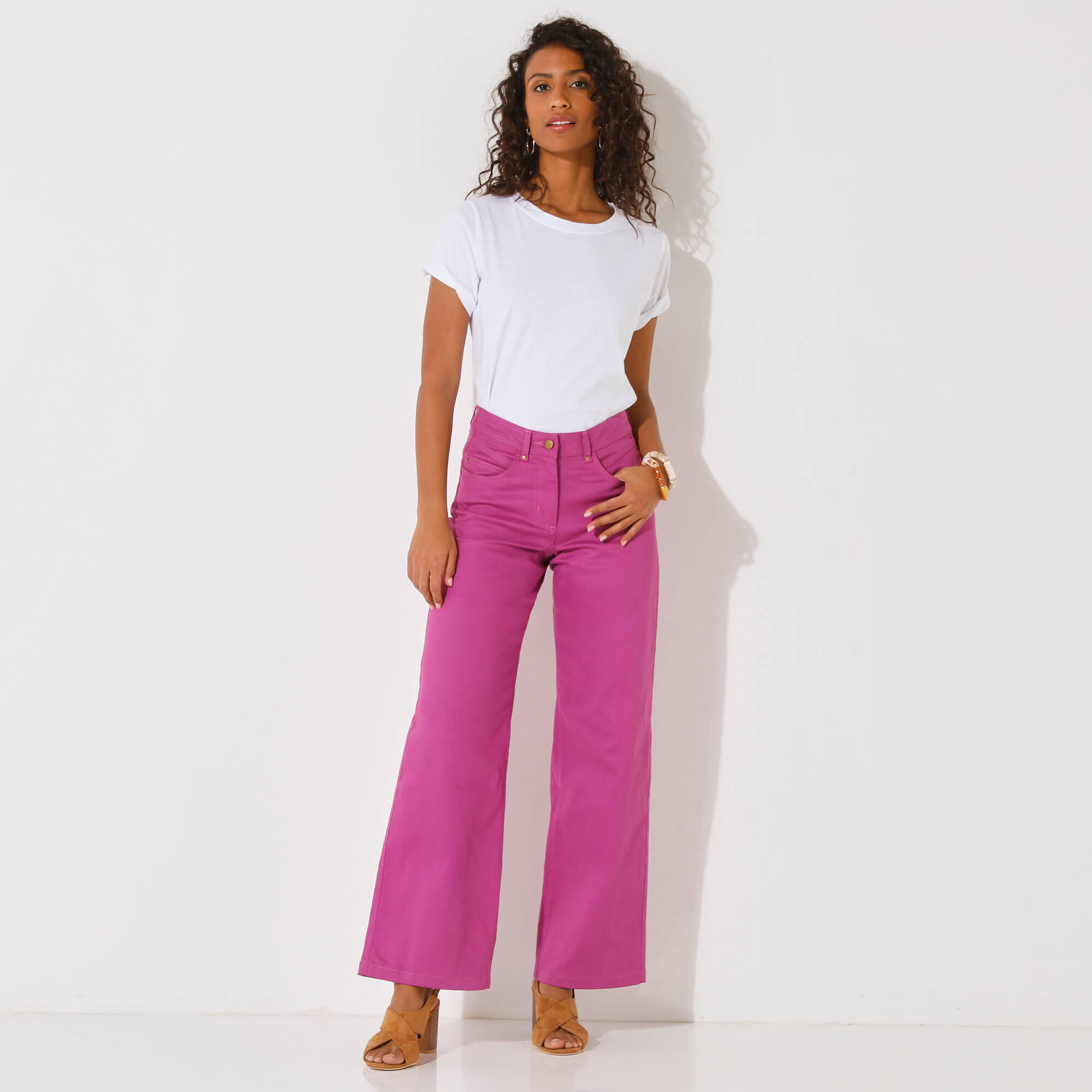 Pantalon couleur coupe large 5 poches