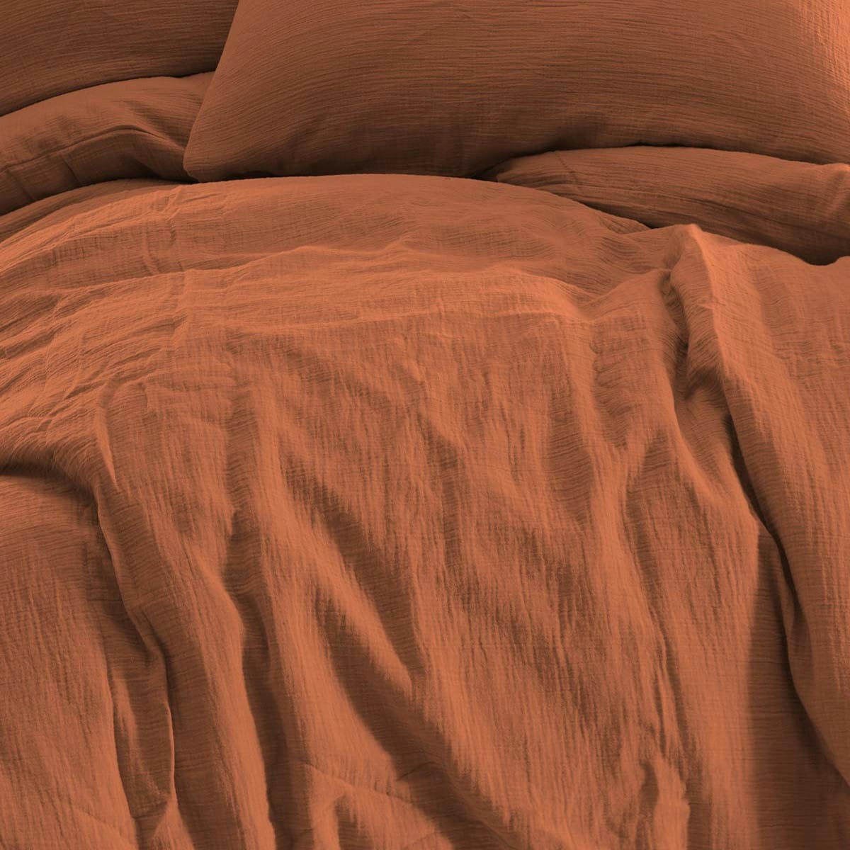 LOFT - Housse de couette en gaze de coton  brique 240x220 cm