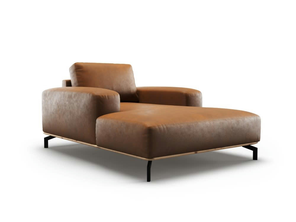 MARC - Méridienne 1 place en cuir marron