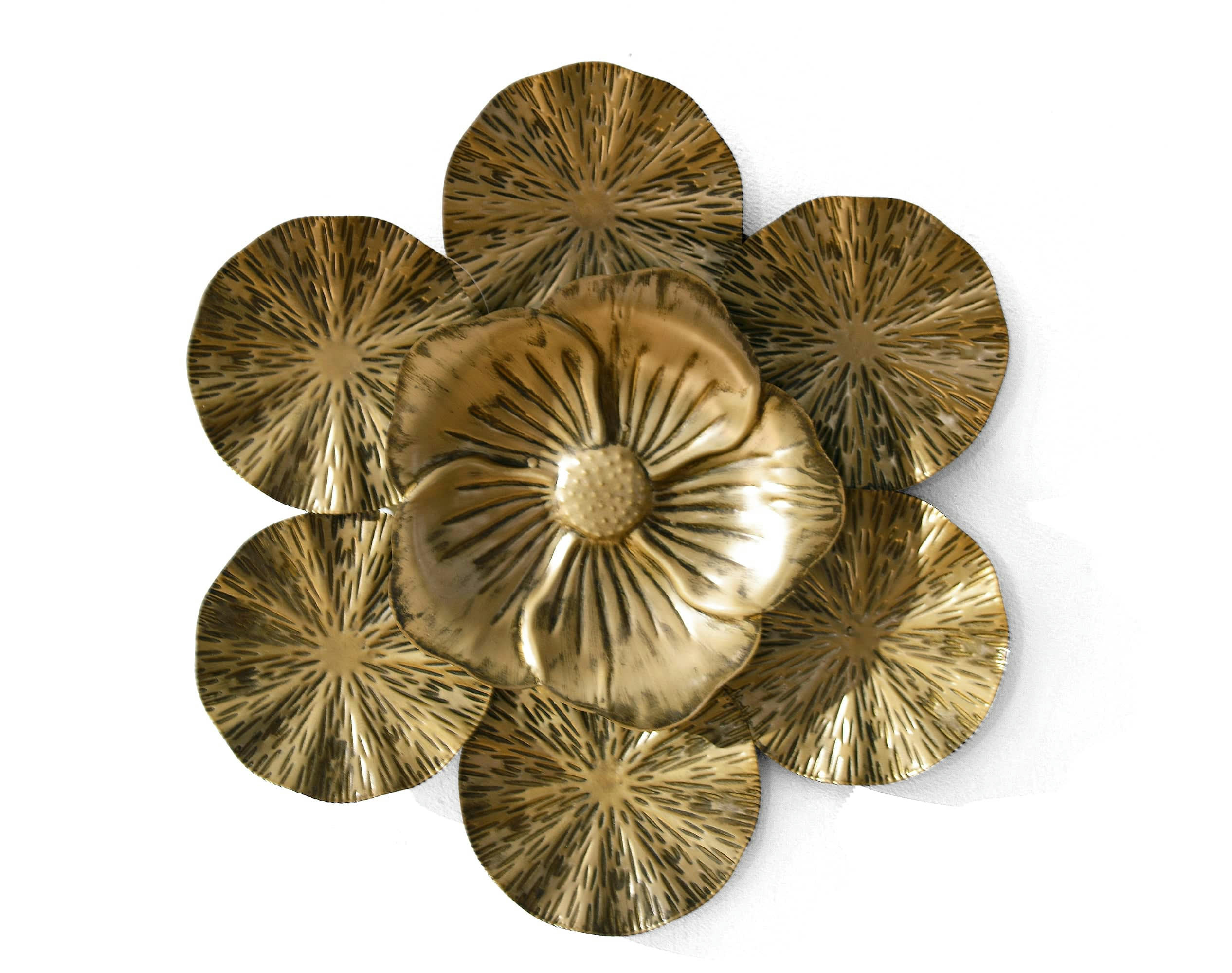 FLEURDOR - Plaque décorative fleur en métal jaune