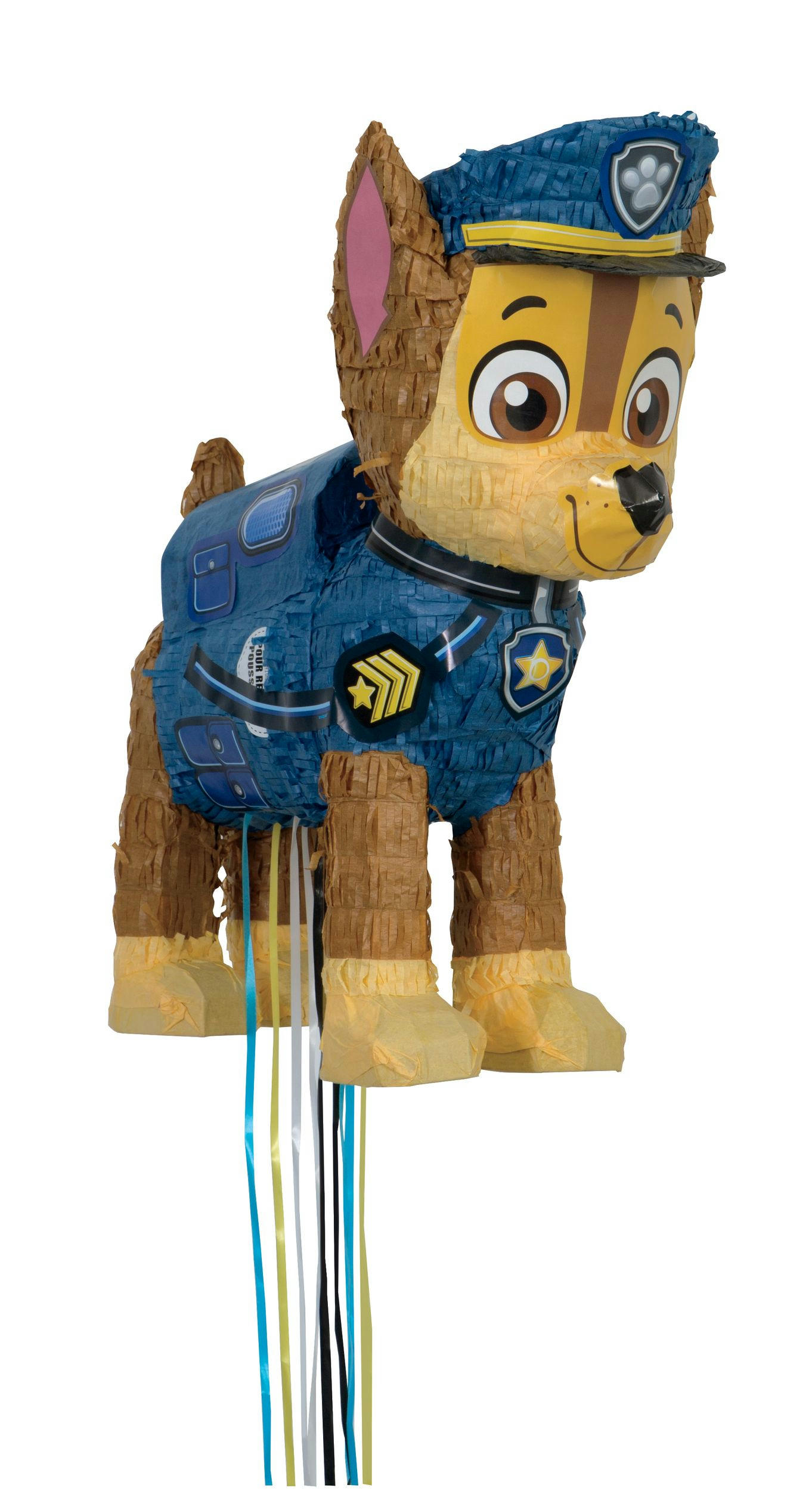 Nickelodeon PAW Patrol Chase Pinata Hanging Pull String Decoration, Blue/Brown, 15-in, Holds 2lb of Pinata Filler, for Birthday Parties