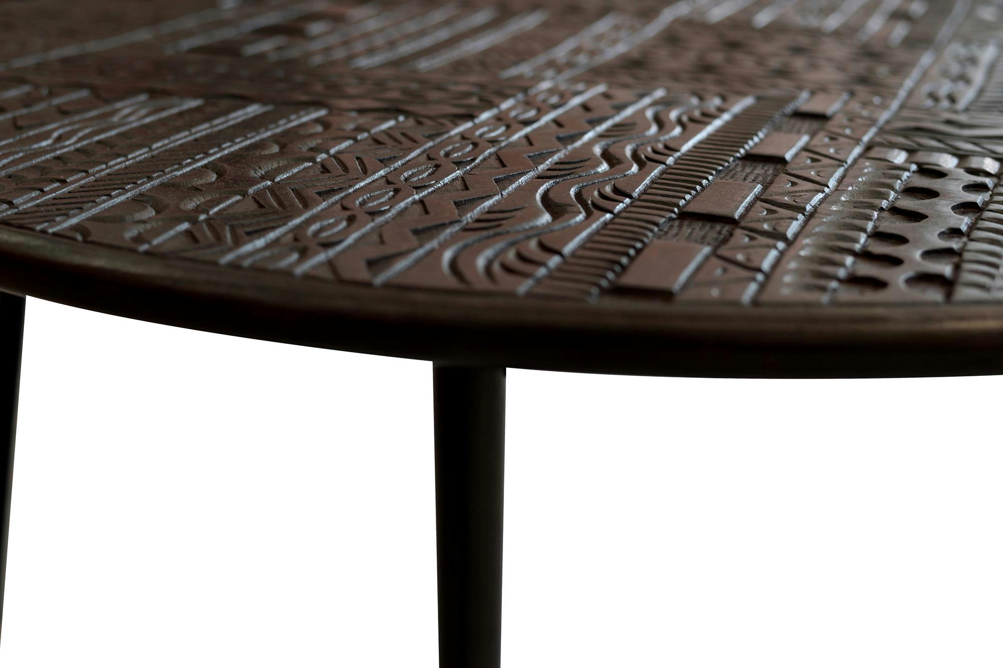 JEROGLIFICO - Table basse en bois de manguier et pieds en métal