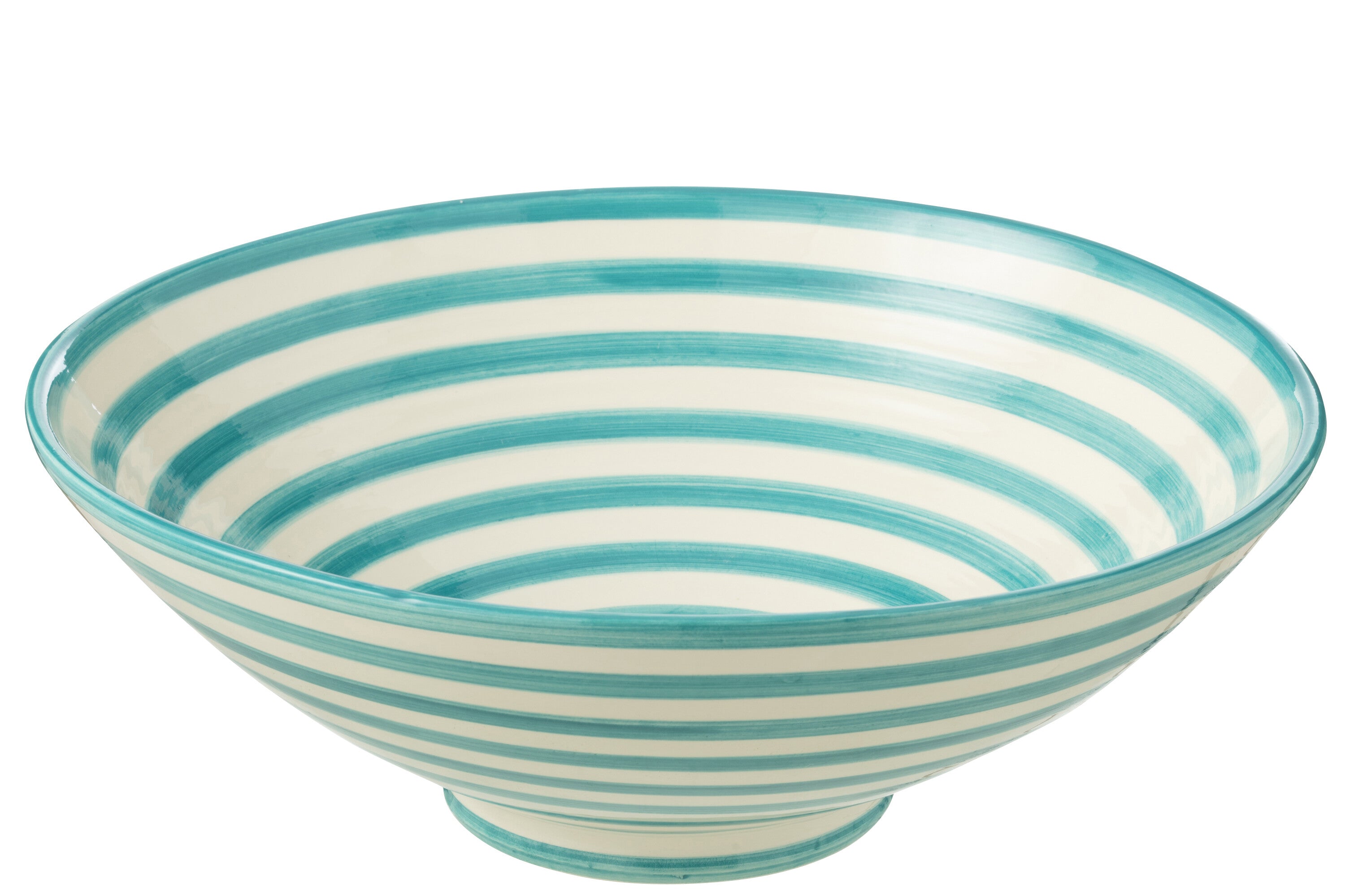 J-Line kom Lebrillo Granada Stripes - keramiek - wit/aqua