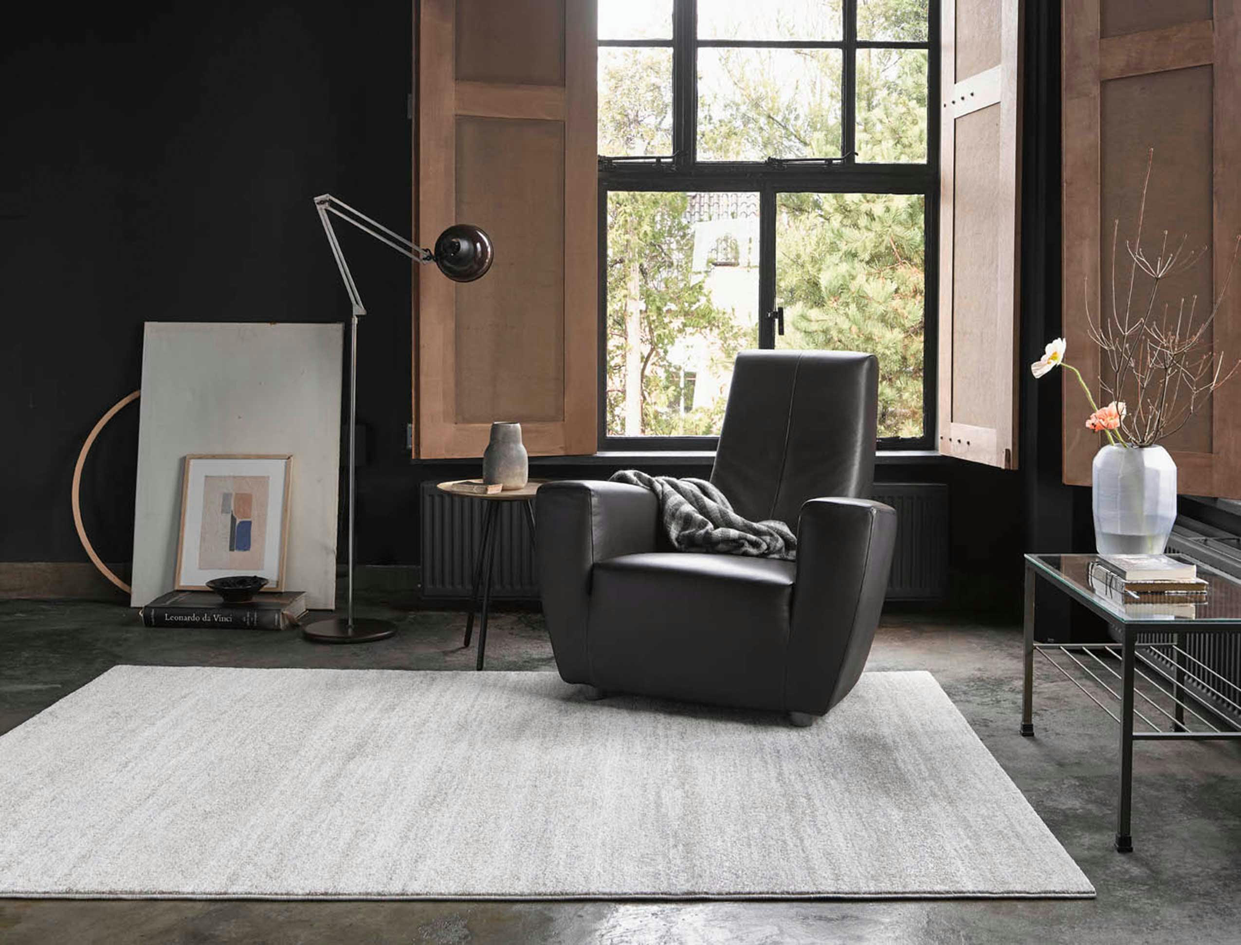 ISLAND BEACH - Tapis uni à velours ras gris chiné beige 170x120