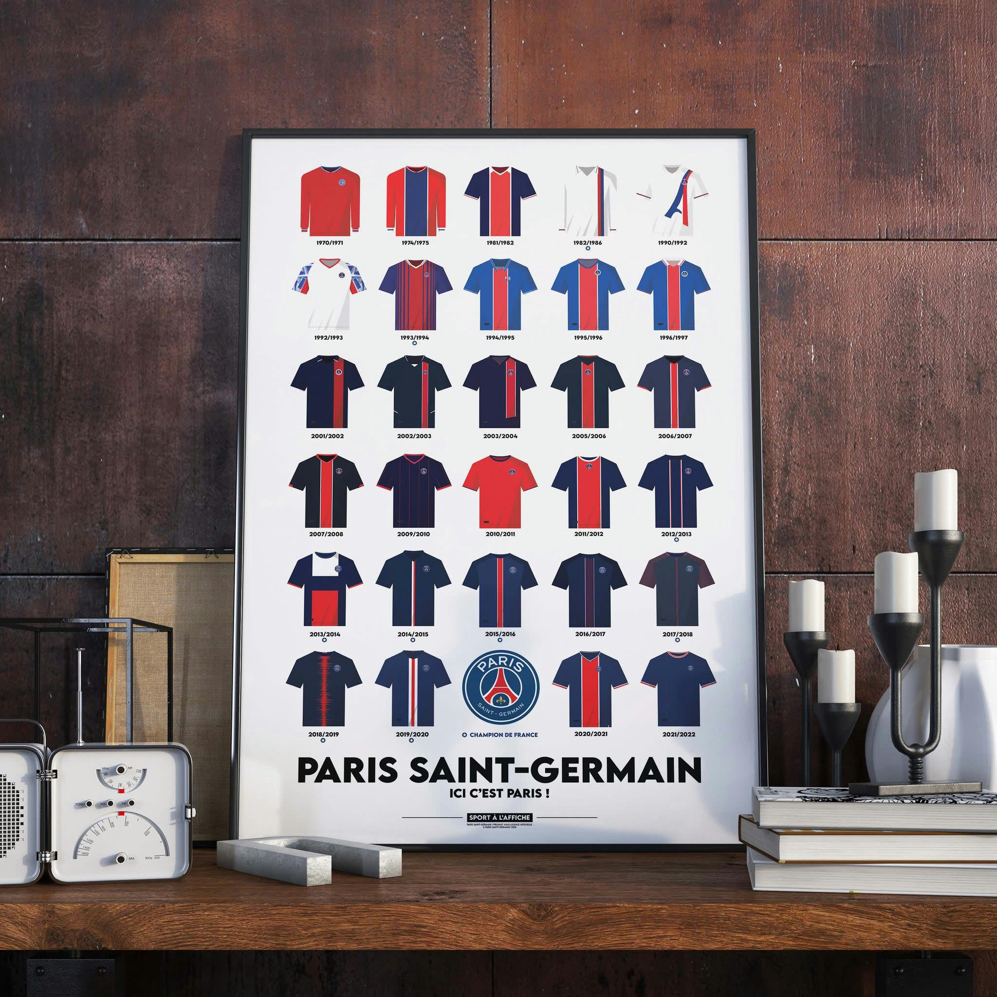 PSG - Affiche Football PSG - Maillots Historiques 40 x 60 cm
