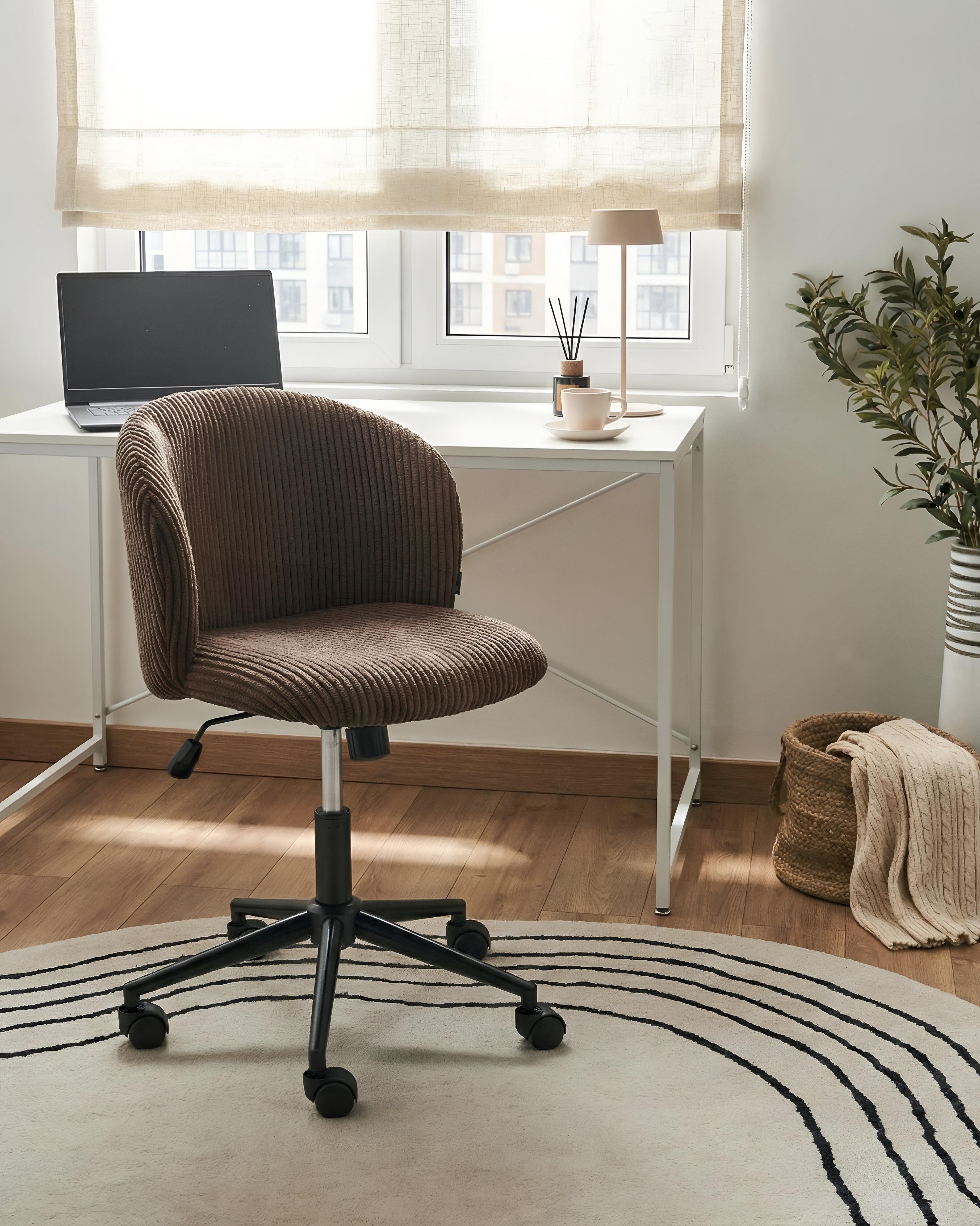 Office Chair MILES Corduroy Dark Brown