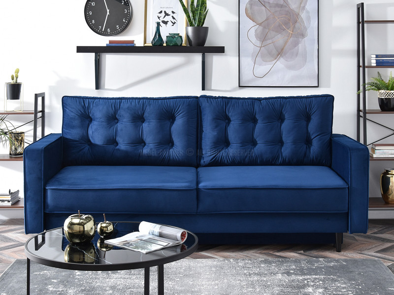 Sofa Lavia Granatowy Welur, Podstawa Czarny