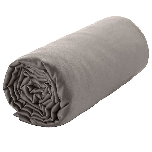Drap housse 140x190   30 cm Satin de Coton Gris Clair