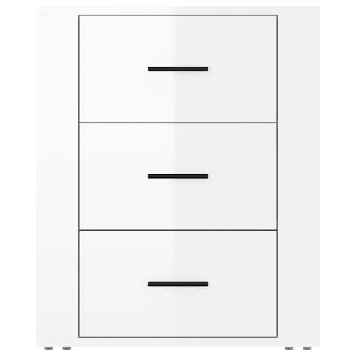 NNEVL Bedside Cabinet High Gloss White 50x36x60 cm Engineered Wood