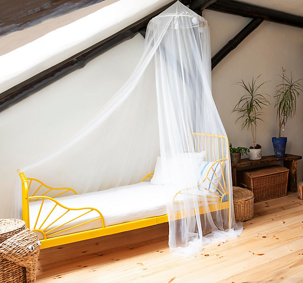 Moustiquaire ciel de lit pour lit 1 place polyester uni blanc