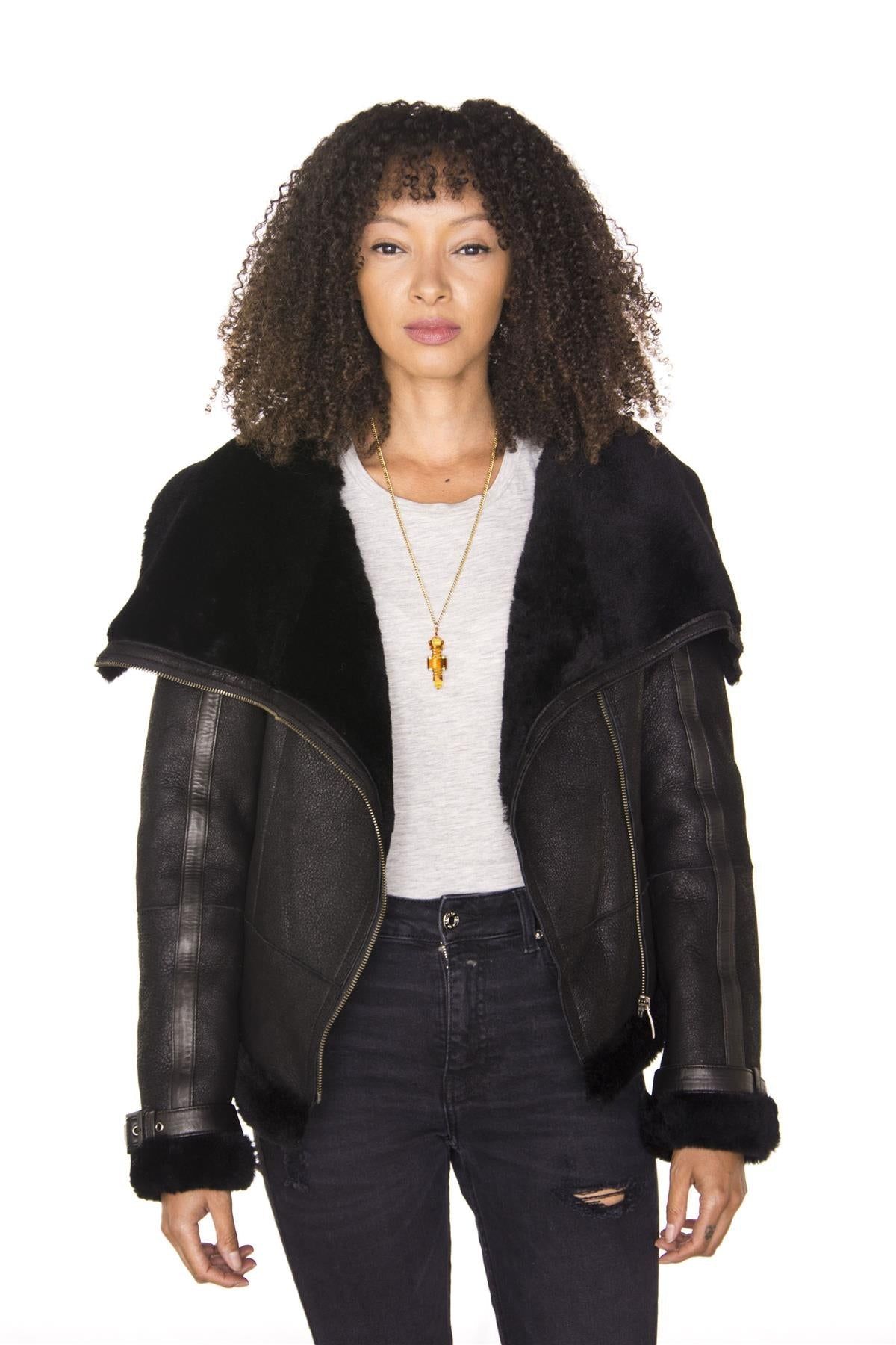 Infinity Leather Merino Sheepskin Aviator Leather Jacket-Petworth