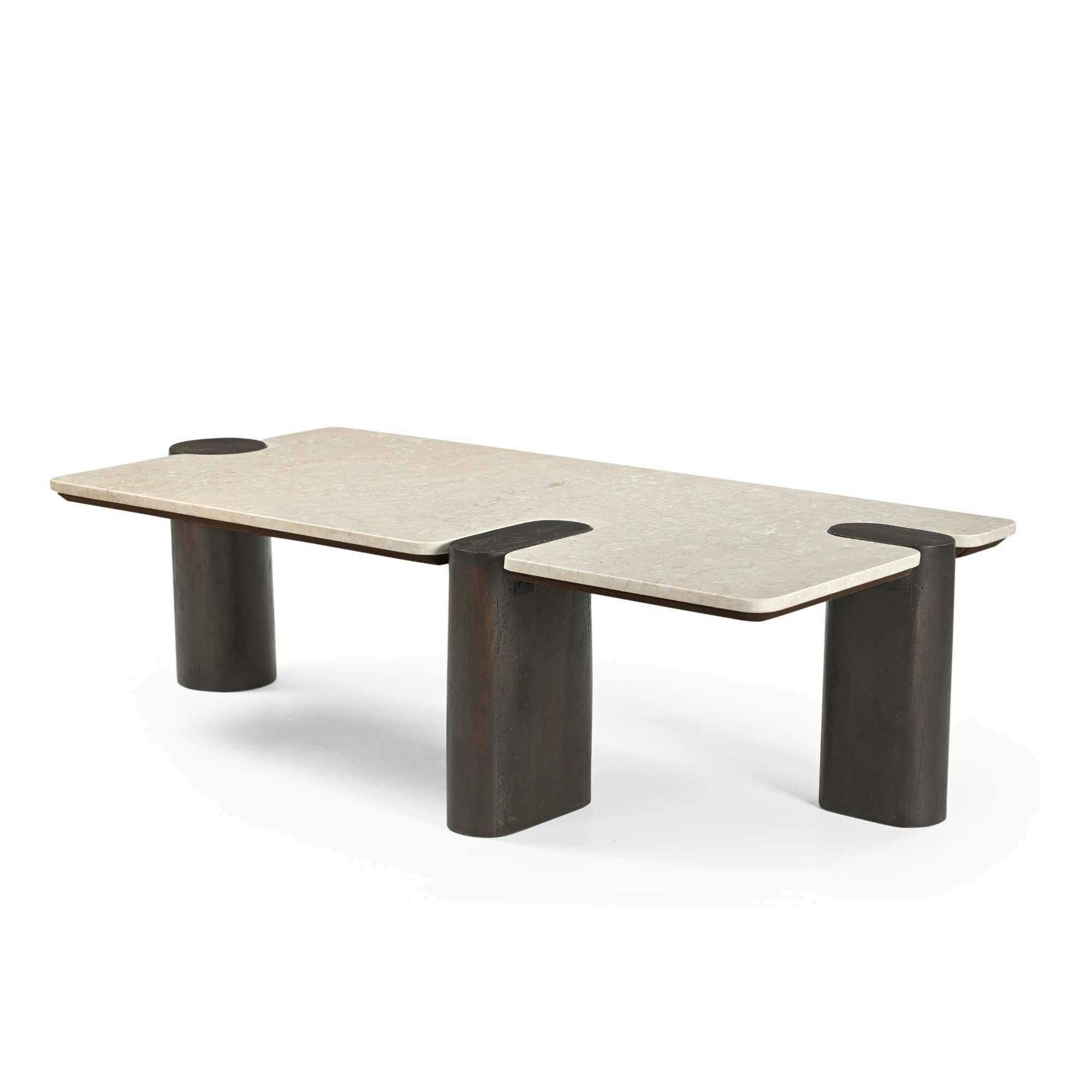Table basse marbre et bois style puzzle DUOMO