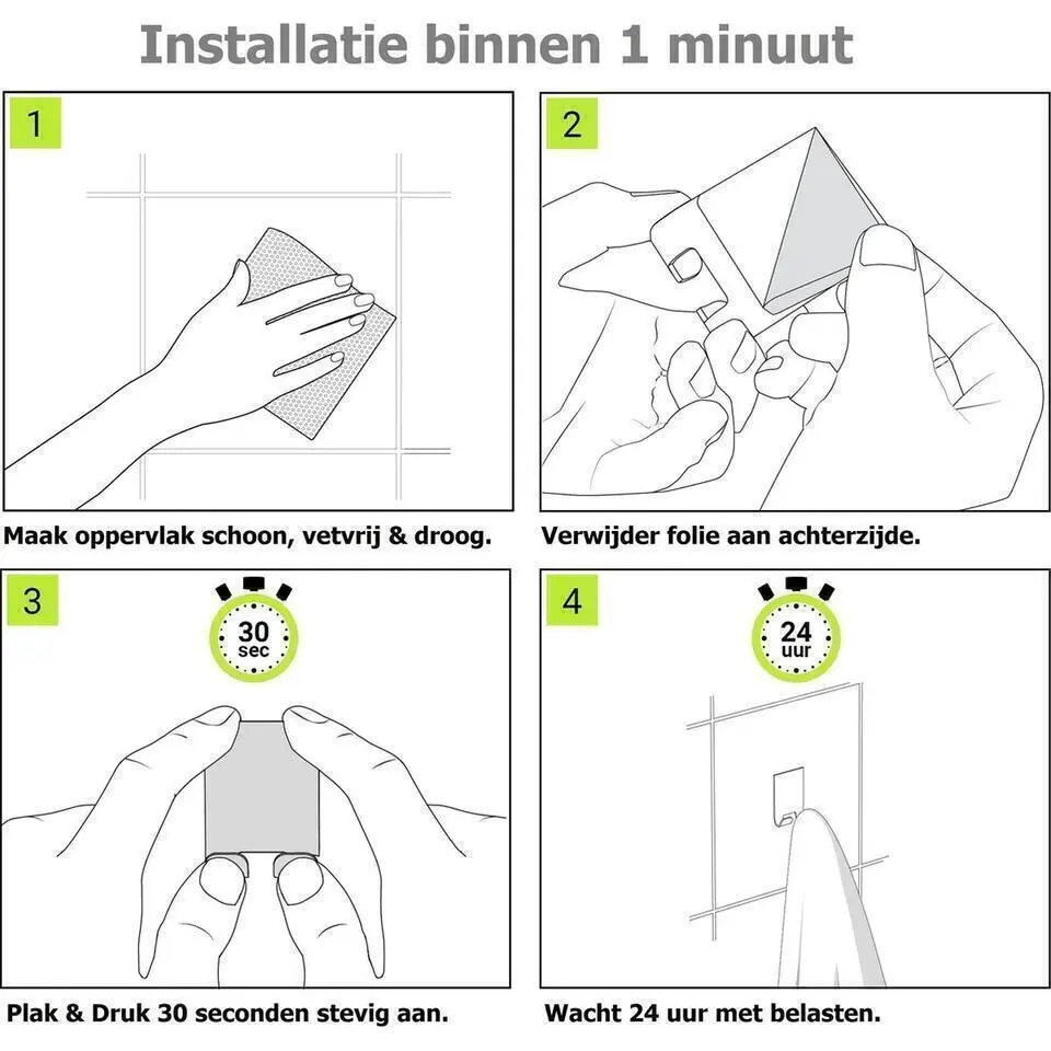 XIVADA Handdoekhaakjes Xavi - Zelfklevend - Rvs - Zwart - Set van 2