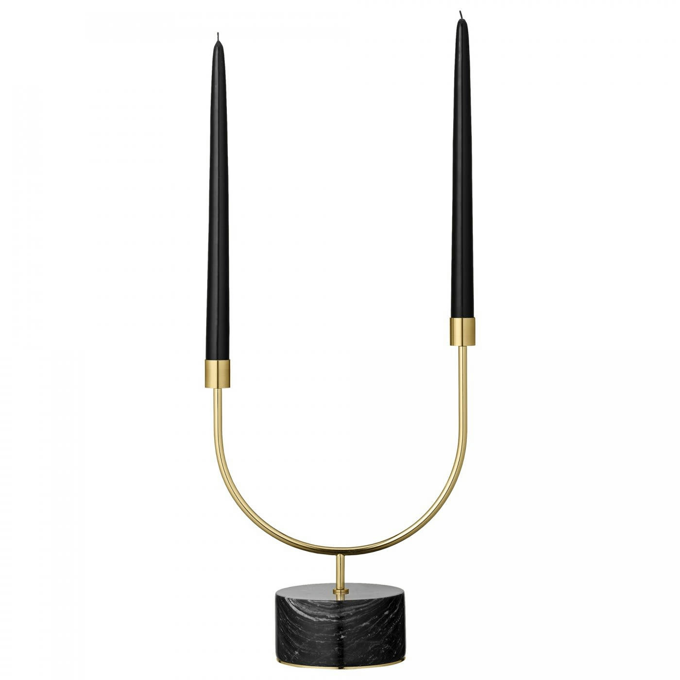 GRASIL - Chandelier marbre noir et laiton doré