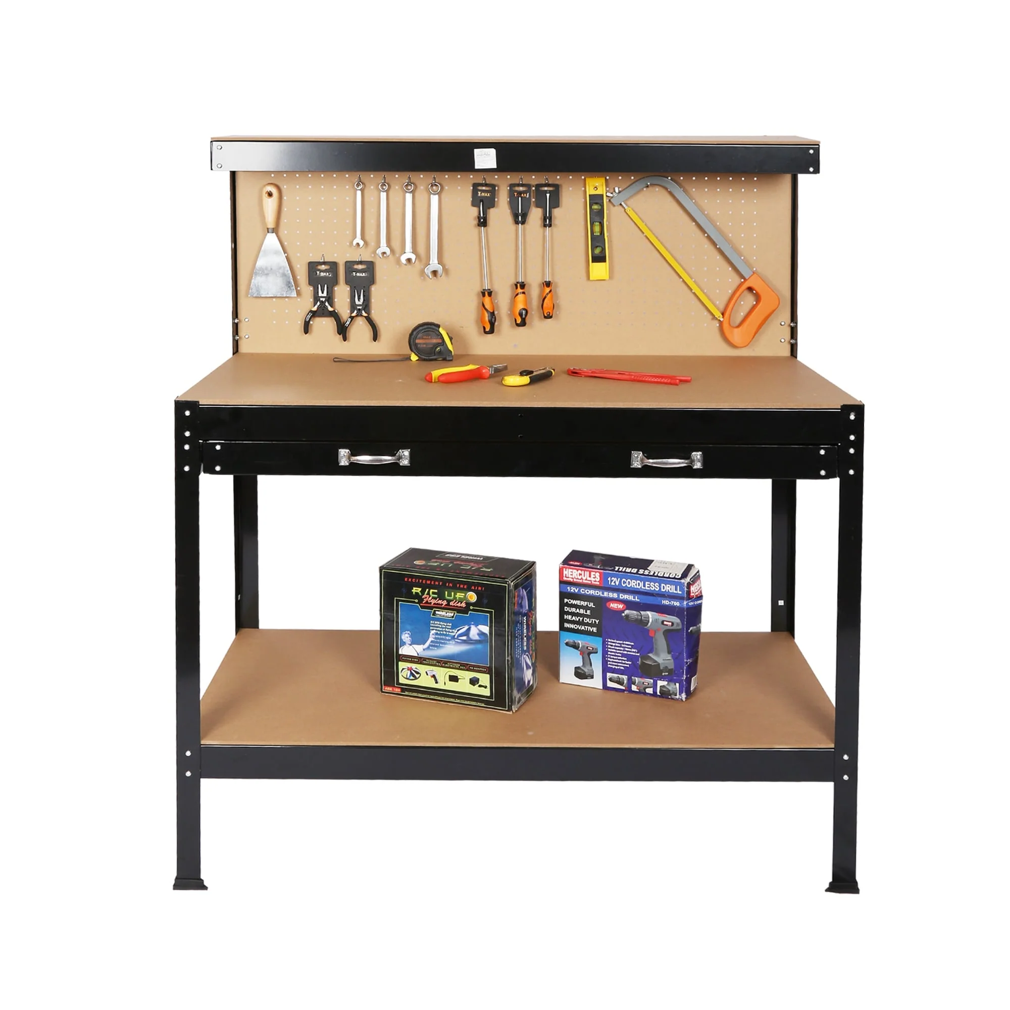 Steel Garage Workbench with Drawers, Multipurpose Tool Organizer