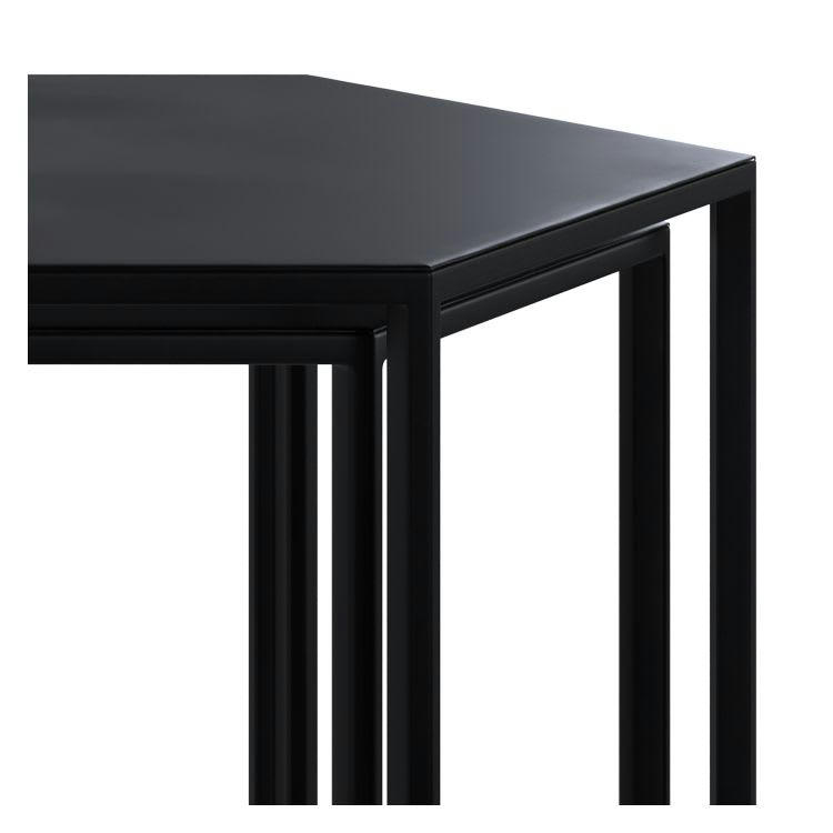 ECLIPSE - Tables basses hexagonales noires en métal (lot de 2)