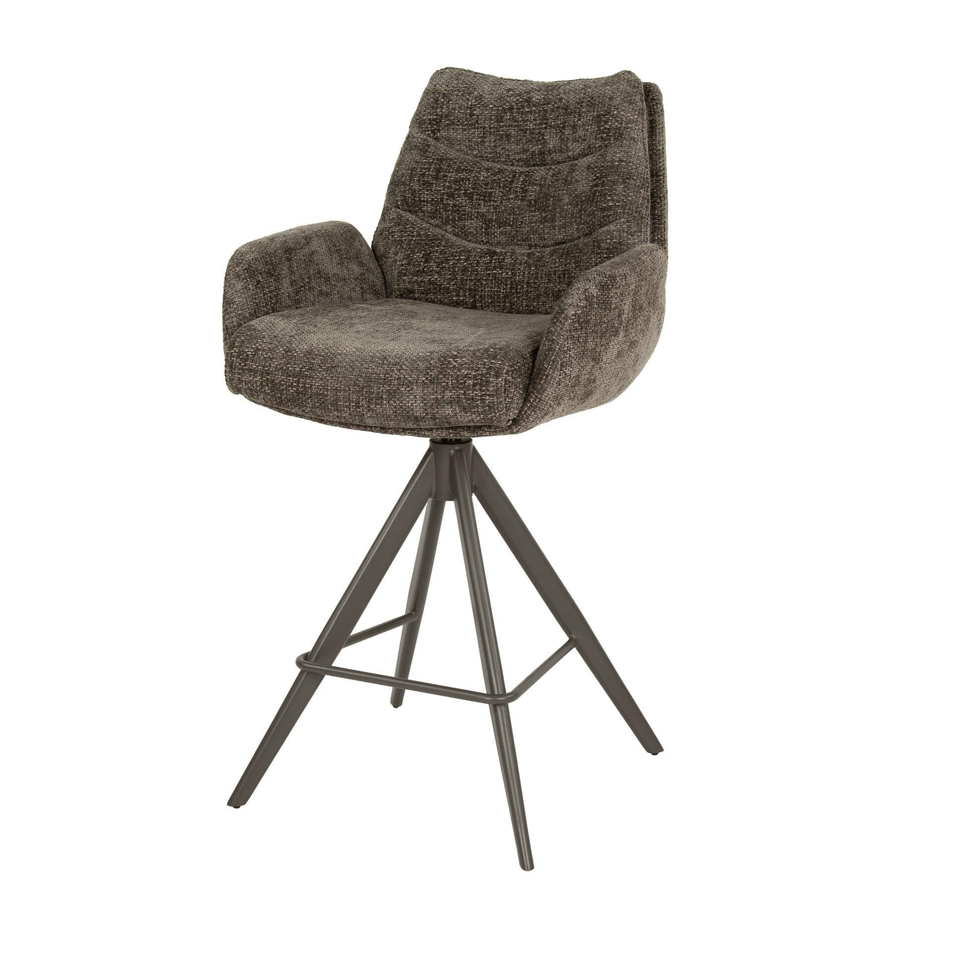 Chaise de bar pivotante en tissu chenille taupe (x2) TAJ