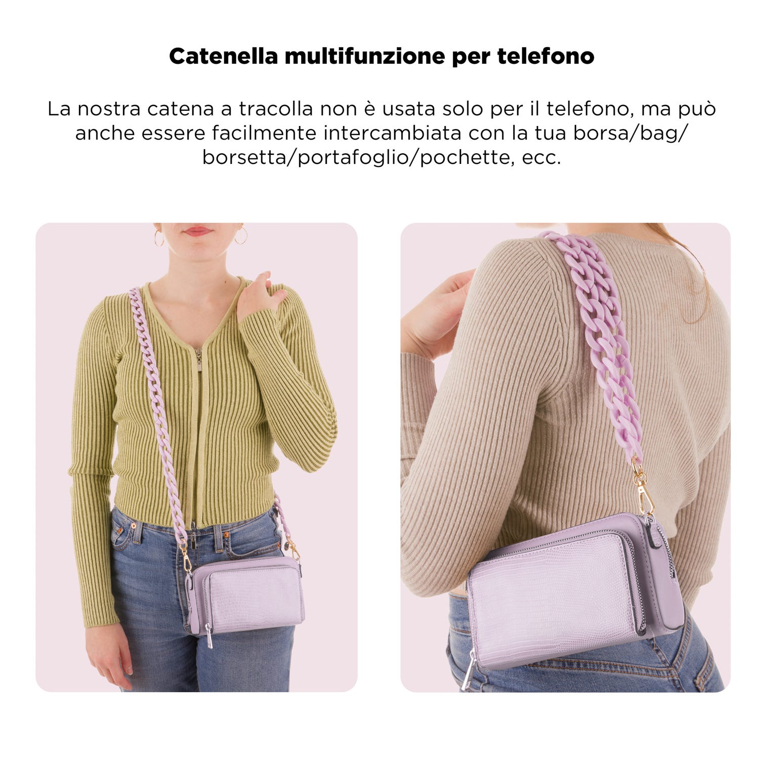 Tracolla smartphone e borsetta lilla 120 cm – Fashionally