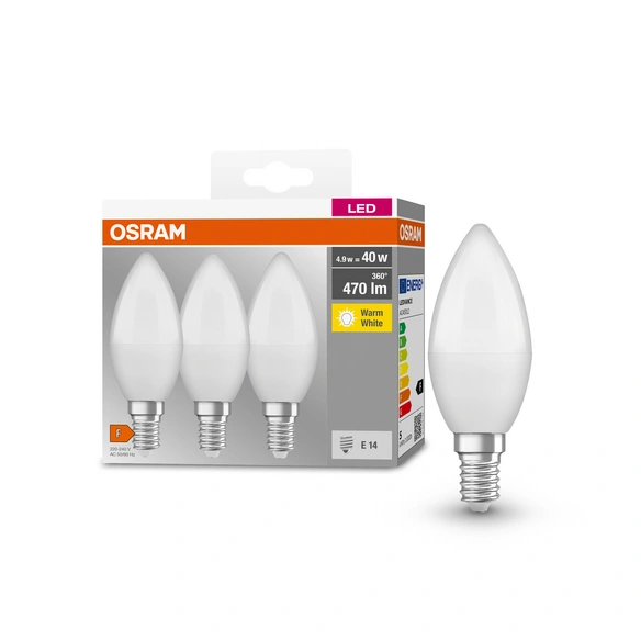 LED-Lampen »Base Classic B«, 3 Stück, 4,9 W, E14, warmweiß