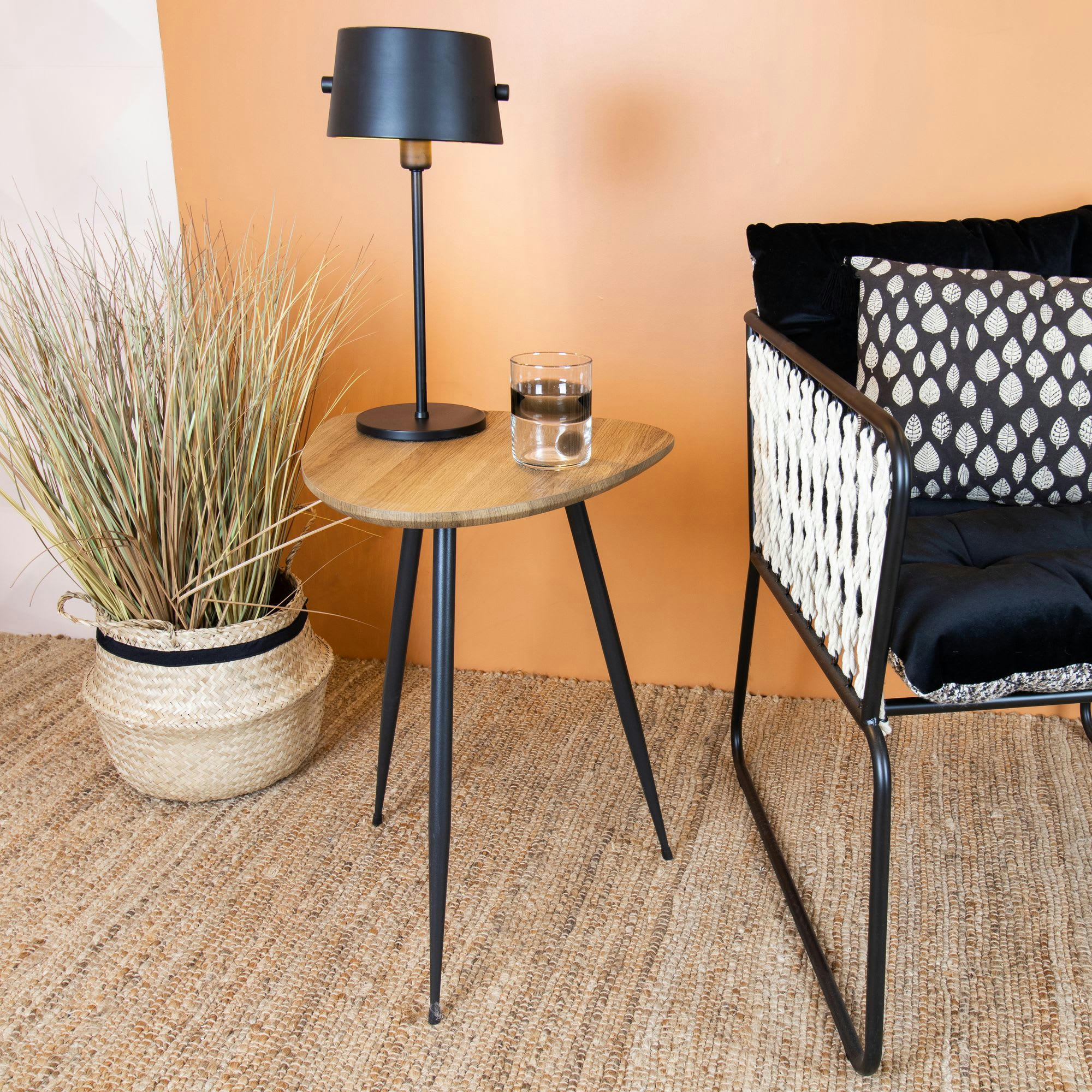 COBRA - Meuble d'appoint finition bois et pieds en métal noir