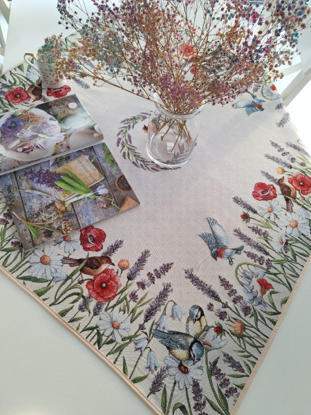 Obrus Na Stół 100X100 Cm Ozdobny Dekoracyjny Ptaszki