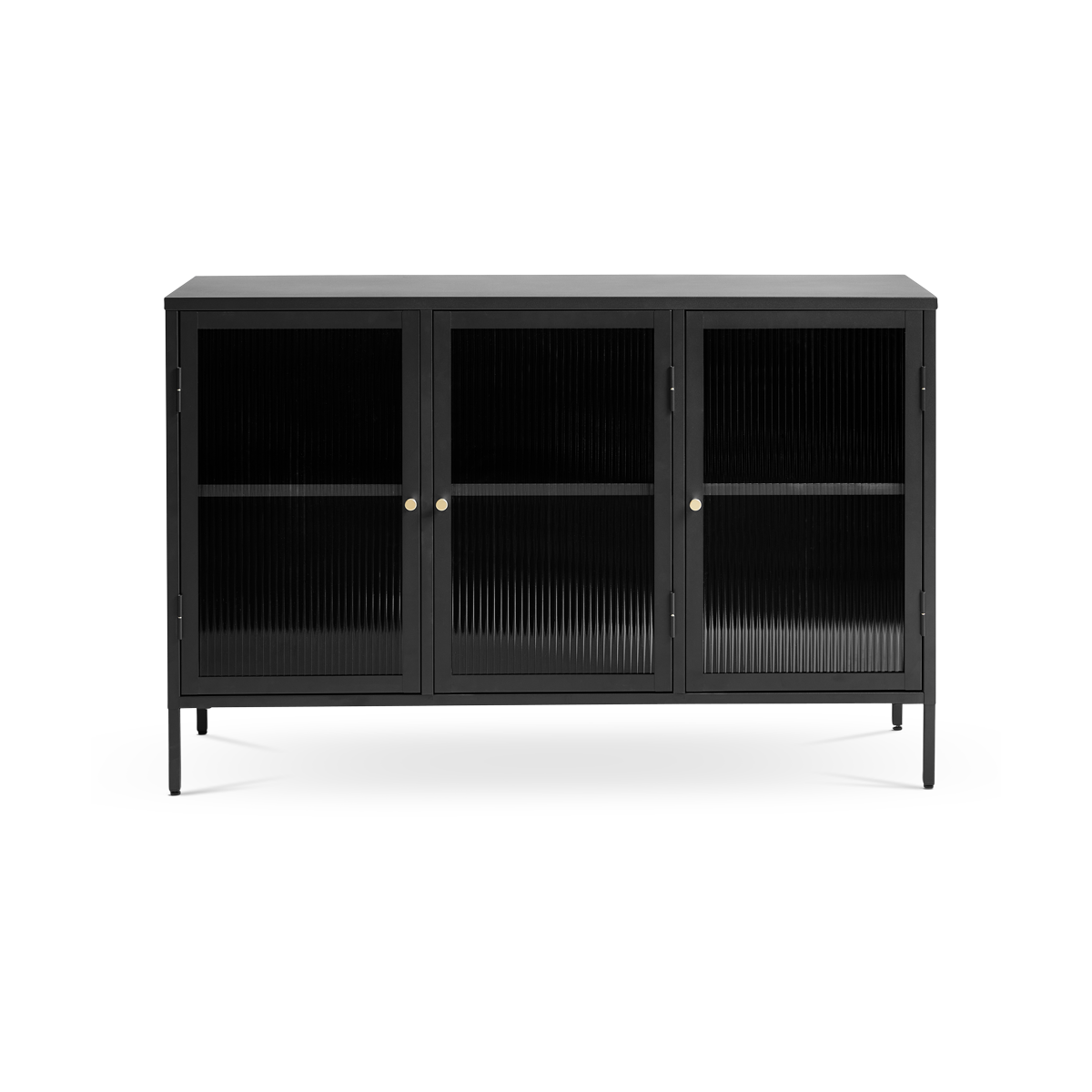 Olivine Katja Sideboard Dressoir Zwart - Metaal - Glas - 132 cm