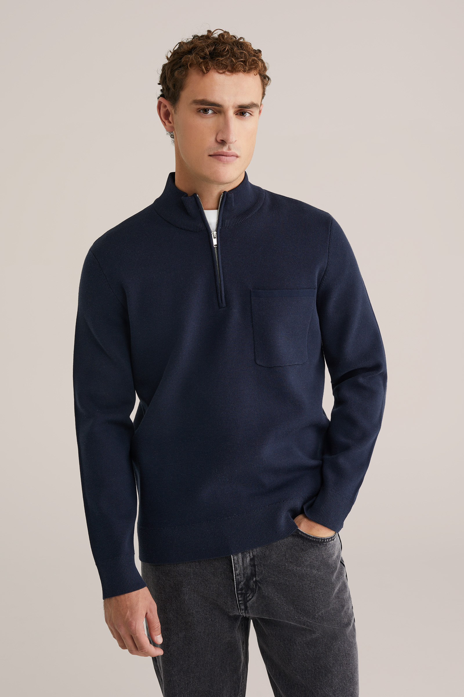Heren Regular fit trui met quarter-zip