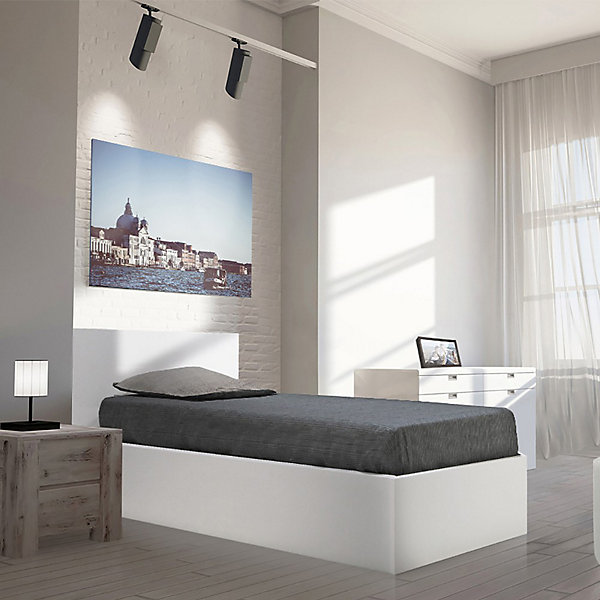 Lit coffre MADRID 90x190   1 sommier / Blanc